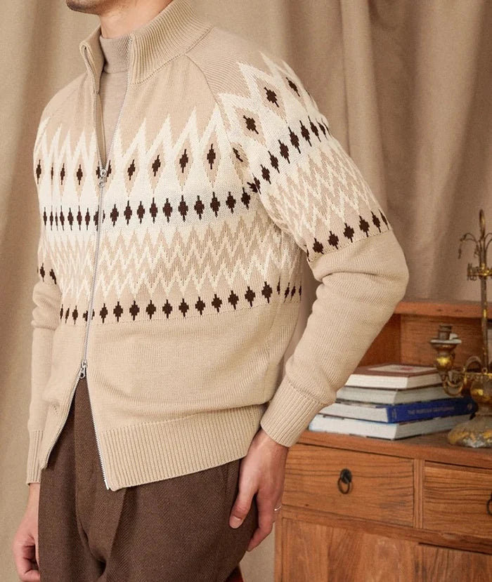 Antonios indiana totem wool knit cardigan - AntoniosClothing - Khaki