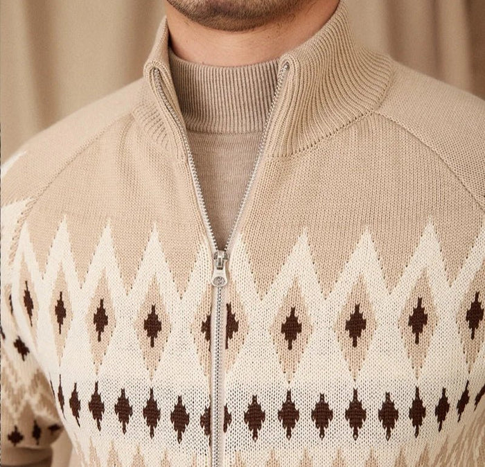 Antonios indiana totem wool knit cardigan - AntoniosClothing - Khaki