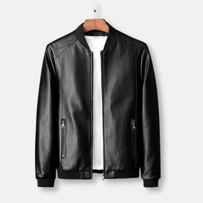 Antonios Leather Baseball Jacket - AntoniosClothing - khaki