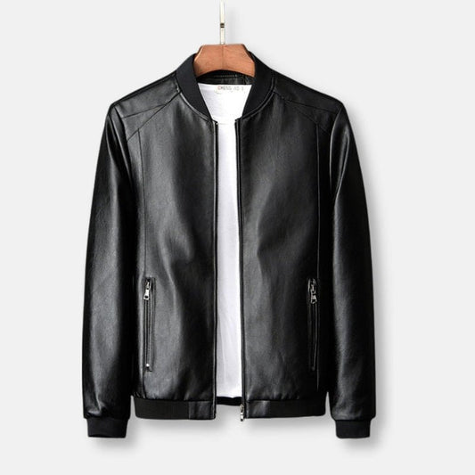 Antonios Leather Baseball Jacket - AntoniosClothing - khaki
