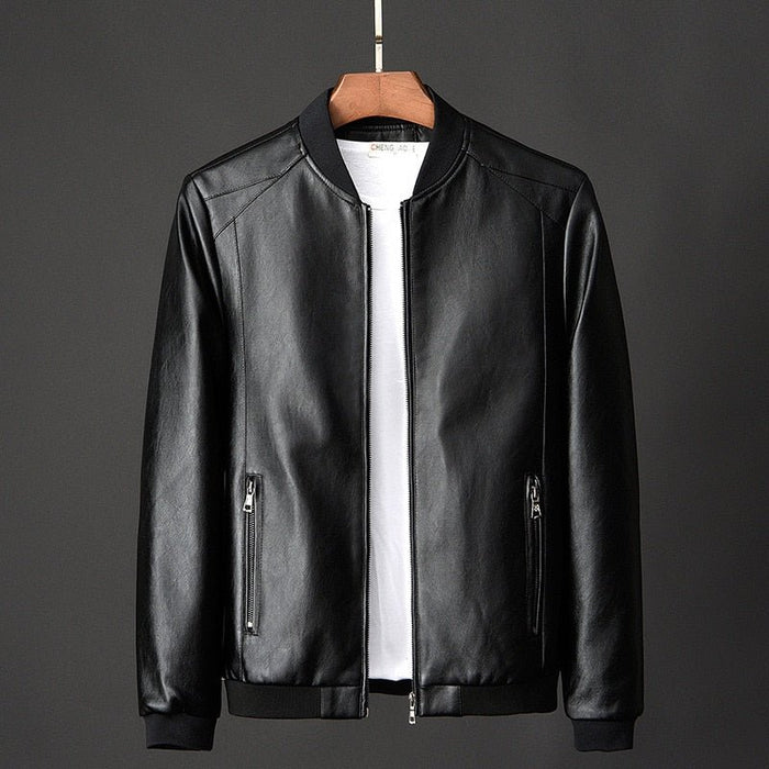 Antonios Leather Baseball Jacket - AntoniosClothing - khaki