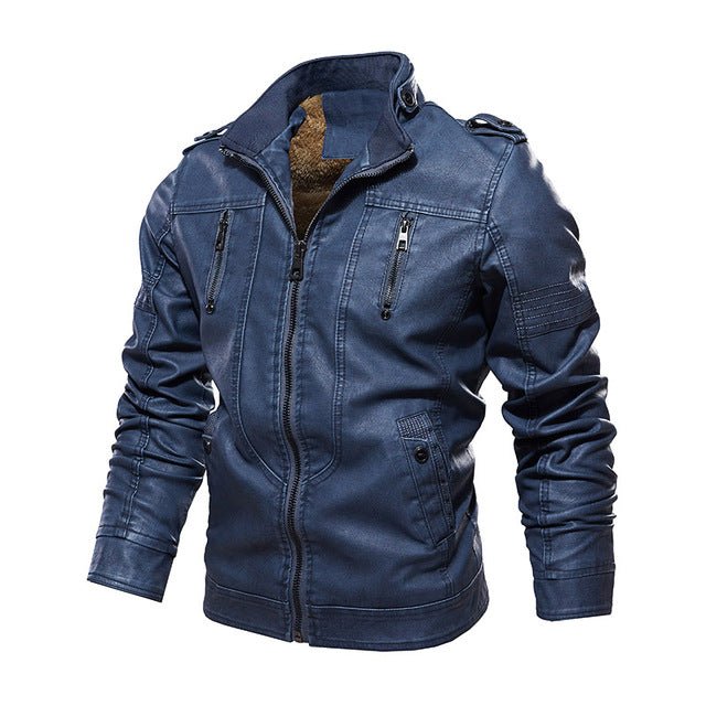 Antonios Leather Italian Jacket - AntoniosClothing - Blue