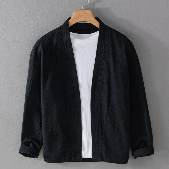 Antonios Linen Long-Sleeved Shirt - AntoniosClothing - Black
