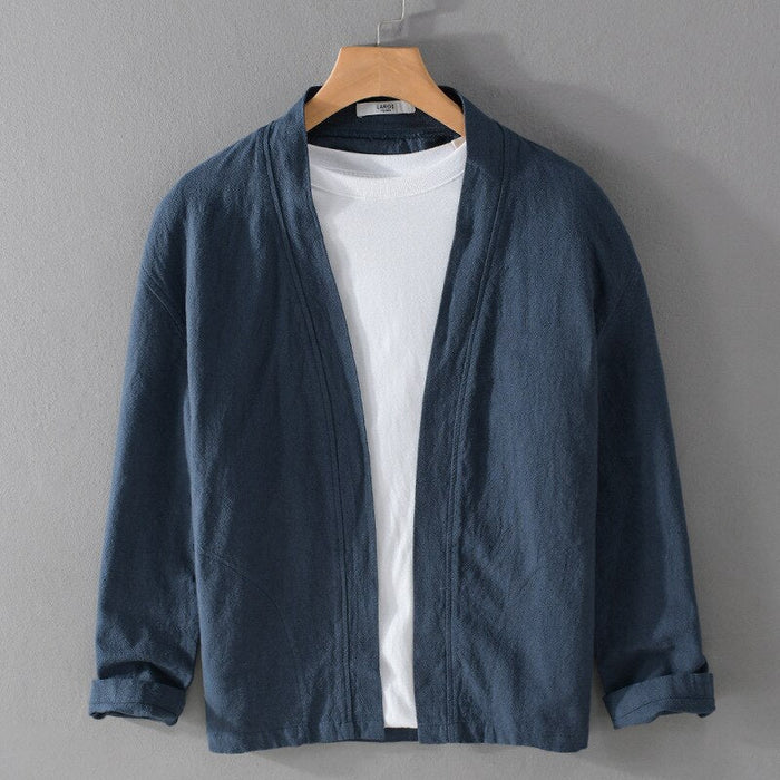 Antonios Linen Long-Sleeved Shirt - AntoniosClothing - Dark Blue