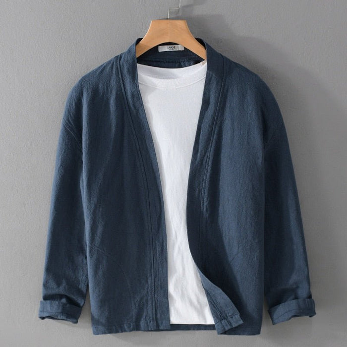 Antonios Linen Long-Sleeved Shirt - AntoniosClothing - Grey