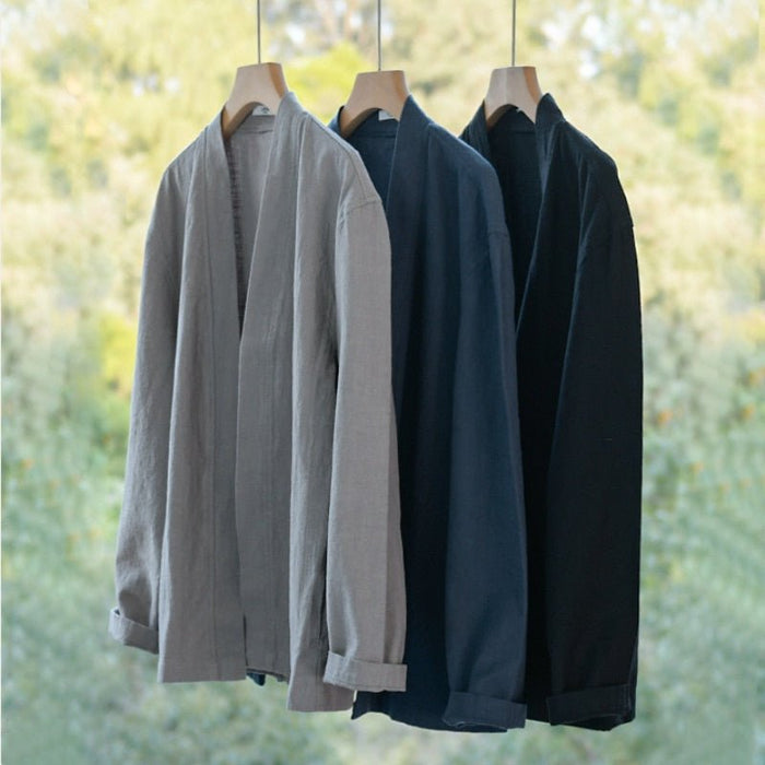 Antonios Linen Long-Sleeved Shirt - AntoniosClothing - Grey