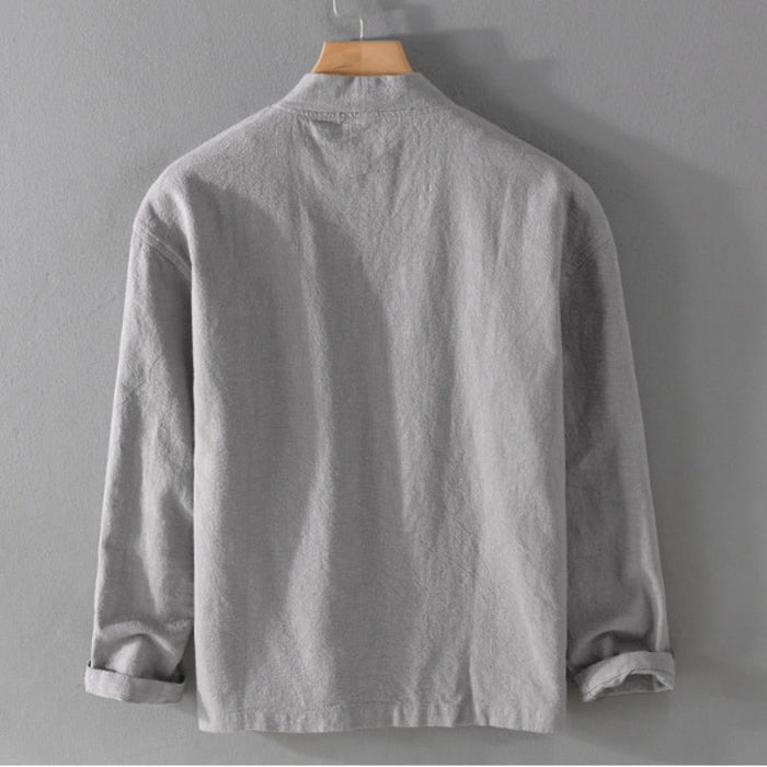 Antonios Linen Long-Sleeved Shirt - AntoniosClothing - Grey