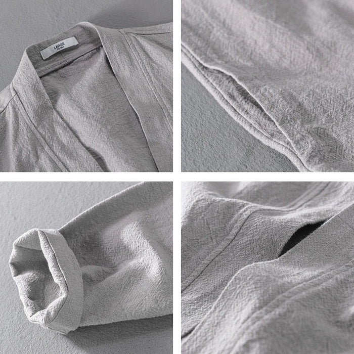 Antonios Linen Long-Sleeved Shirt - AntoniosClothing - Grey