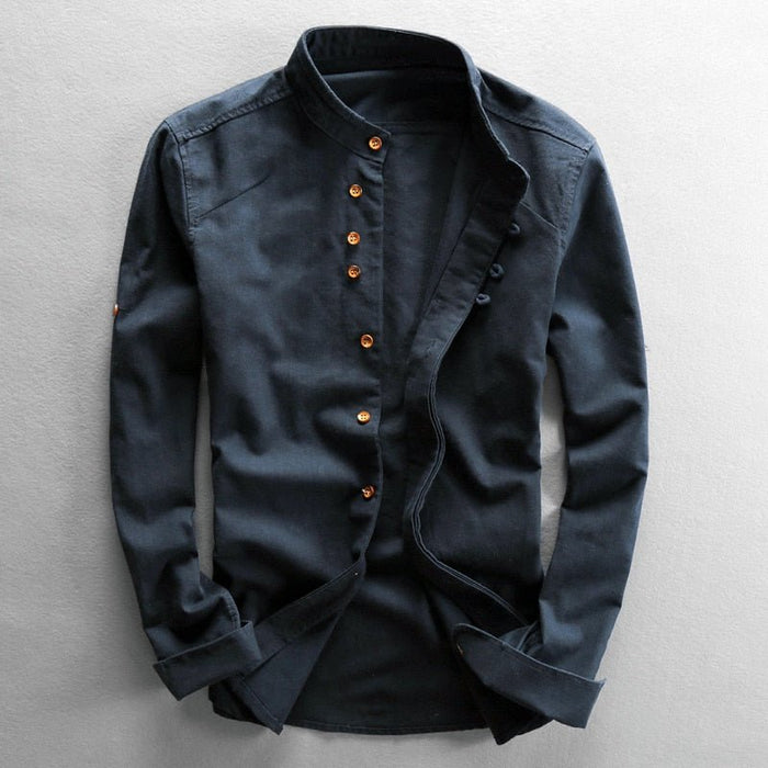 Antonios Linen Soft Shirt - AntoniosClothing - Navy Blue