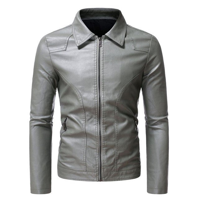 Antonios Loco Leather Slim Fit Jacket - AntoniosClothing - light green