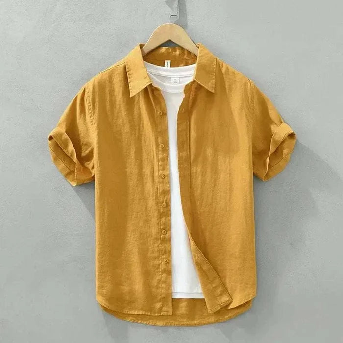 Antonios loose short sleeve summer shirt - AntoniosClothing - Yellow