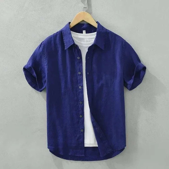 Antonios loose short sleeve summer shirt - AntoniosClothing - Blue
