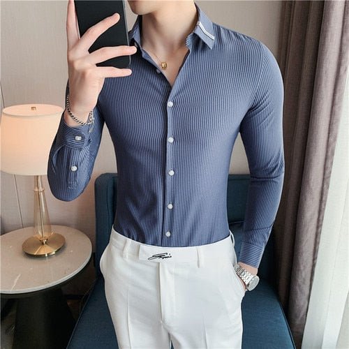 Antonios Men's Business Fit Shirt - AntoniosClothing - Blue