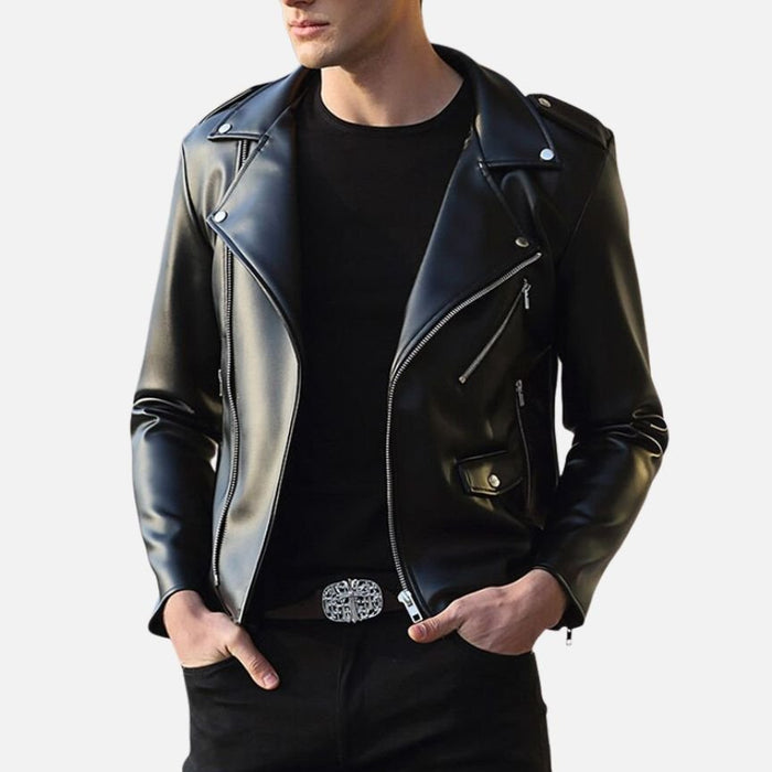 Antonios Motorcycle Leather Jacket - AntoniosClothing - black