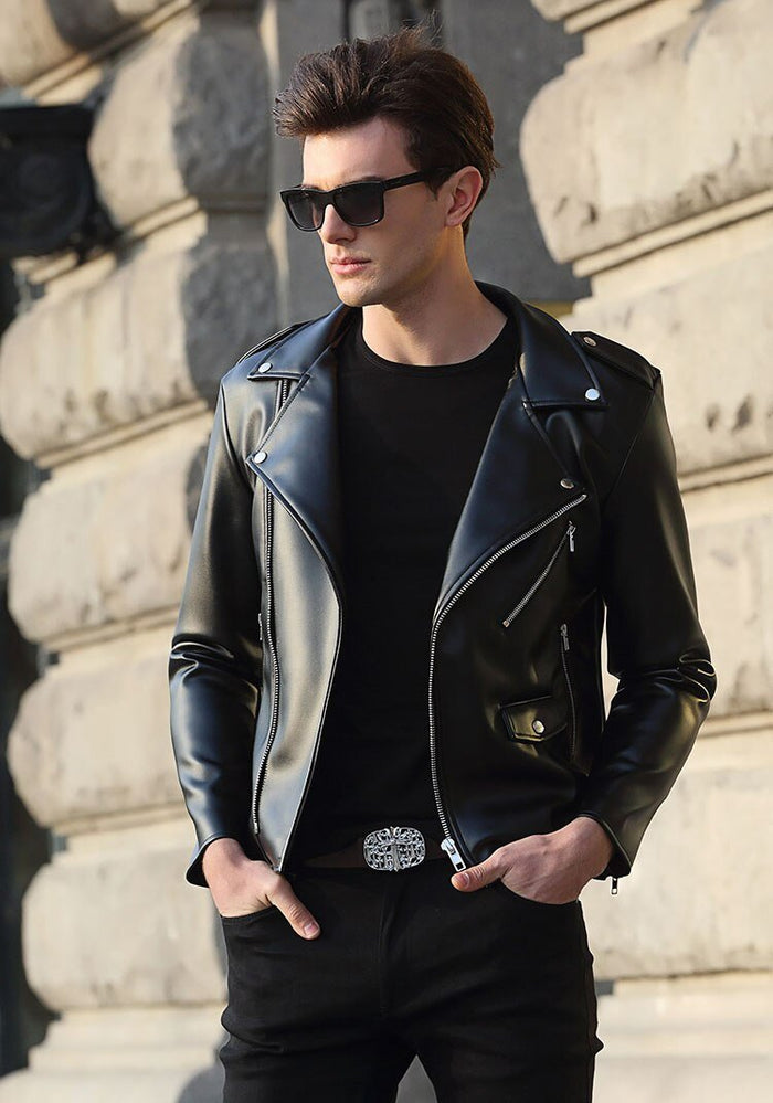 Antonios Motorcycle Leather Jacket - AntoniosClothing - Blue