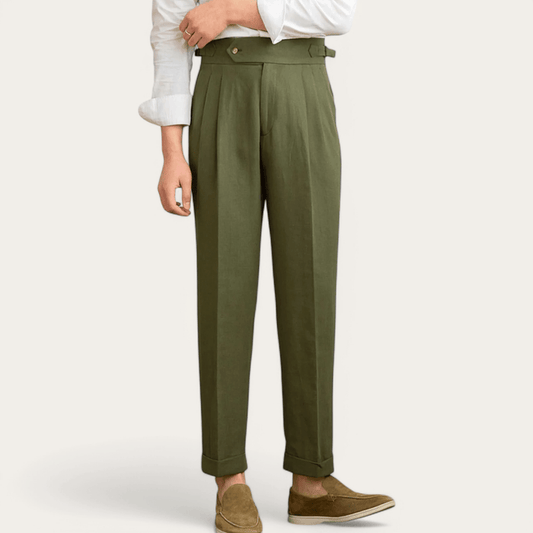 Antonios naples cotton-linen pants summer comfort fit - AntoniosClothing - Ivory