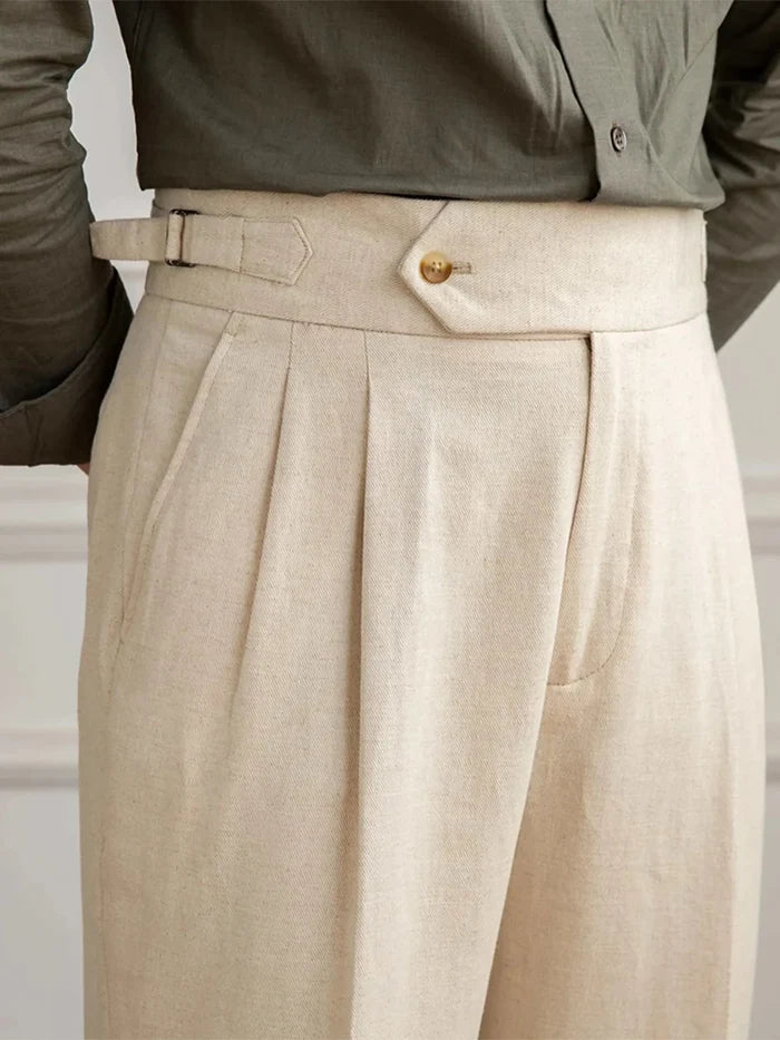 Antonios naples cotton-linen pants summer comfort fit - AntoniosClothing - Ivory