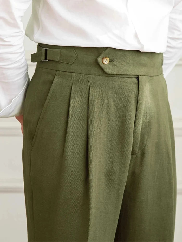 Antonios naples cotton-linen pants summer comfort fit - AntoniosClothing - Ivory