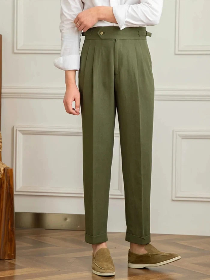 Antonios naples cotton-linen pants summer comfort fit - AntoniosClothing - Ivory