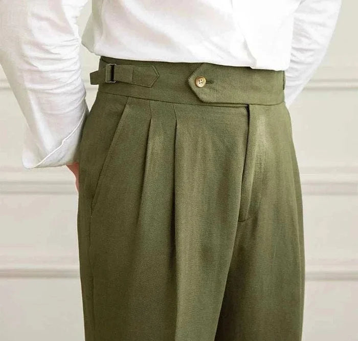 Antonios naples cotton-linen pants summer comfort fit - AntoniosClothing - Ivory