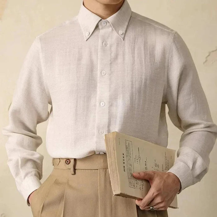Antonios one-piece collar cotton shirt - AntoniosClothing - Light apricot