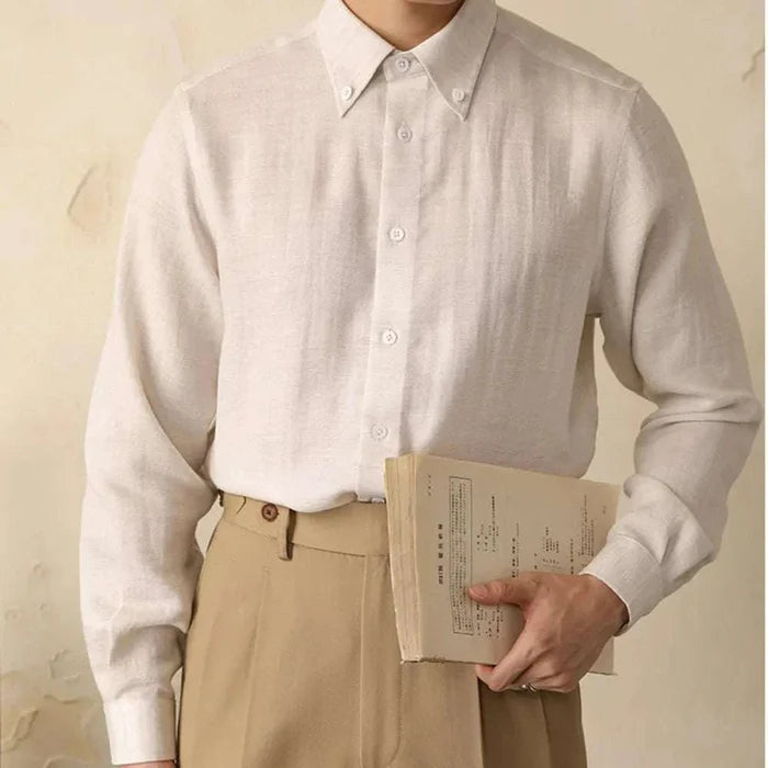 Antonios one-piece collar cotton shirt - AntoniosClothing - Light apricot