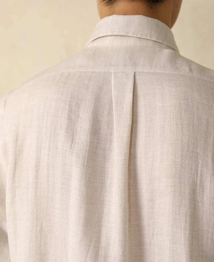 Antonios one-piece collar cotton shirt - AntoniosClothing - Light apricot