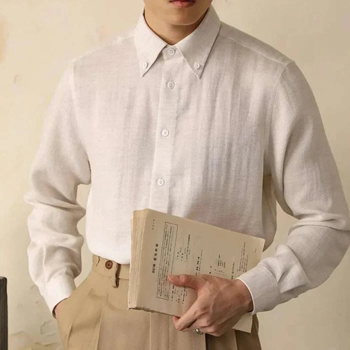 Antonios one-piece collar cotton shirt - AntoniosClothing - Light apricot