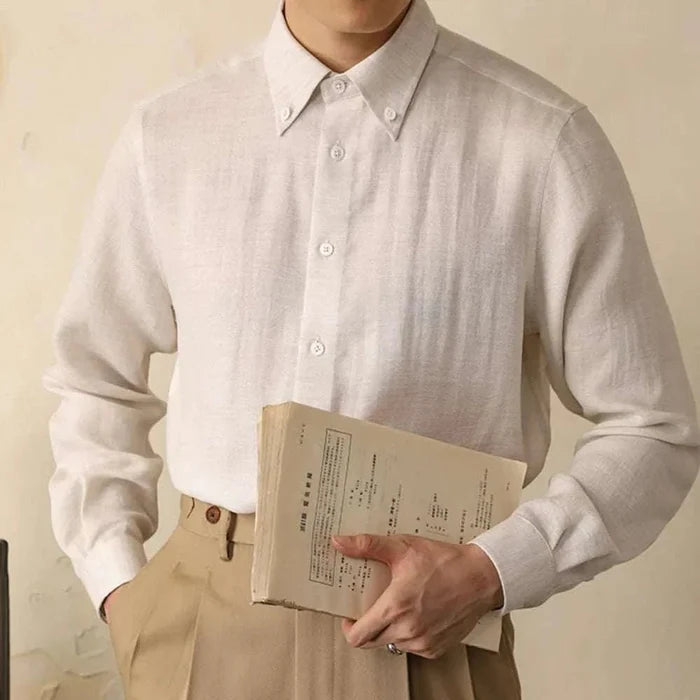 Antonios one-piece collar cotton shirt - AntoniosClothing - Light apricot