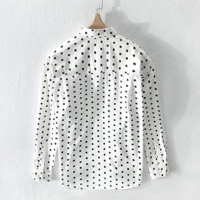 Antonios Pure Cotton Shirt Dot Print - AntoniosClothing - Green