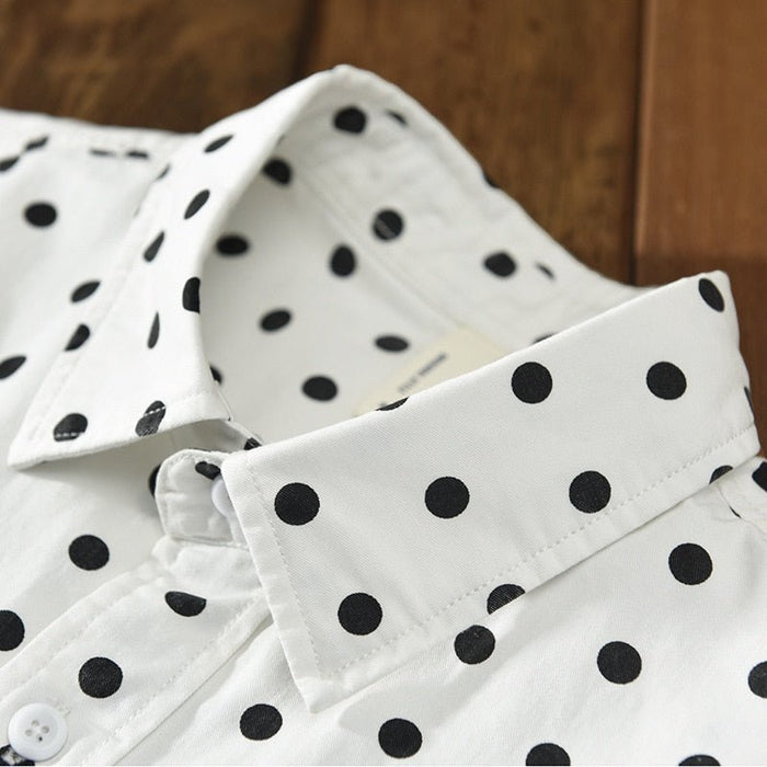 Antonios Pure Cotton Shirt Dot Print - AntoniosClothing - Yellow