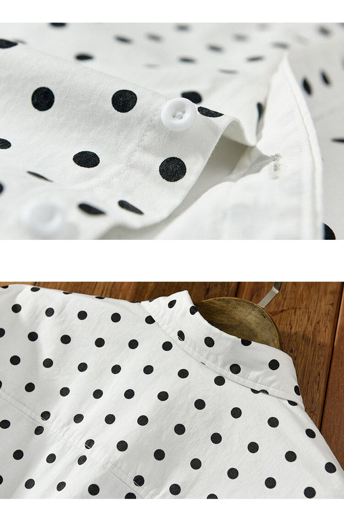Antonios Pure Cotton Shirt Dot Print - AntoniosClothing - Yellow