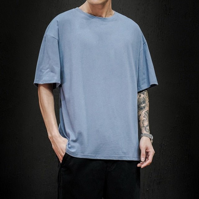 Antonios Pure Cotton T-Shirt - AntoniosClothing - Gray Blue
