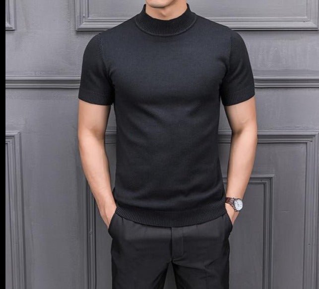 Antonios Semi-High Collar Sweater - AntoniosClothing - black