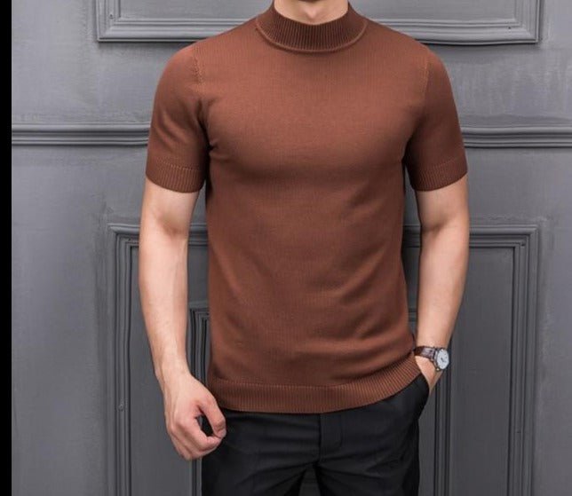 Antonios Semi-High Collar Sweater - AntoniosClothing - coffee