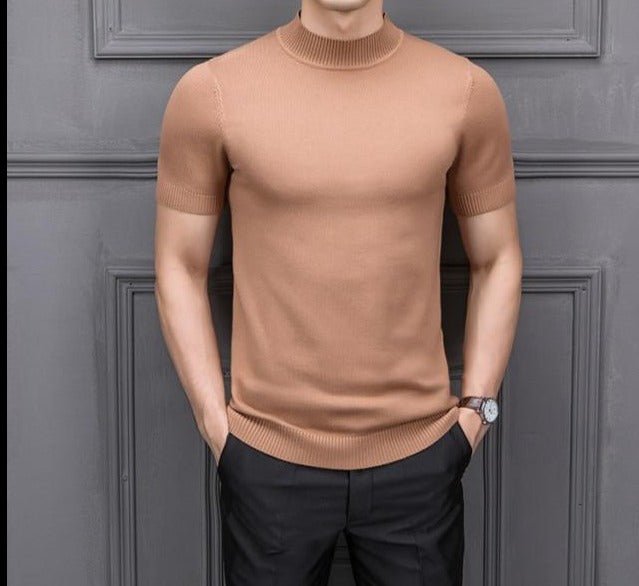Antonios Semi-High Collar Sweater - AntoniosClothing - Camel