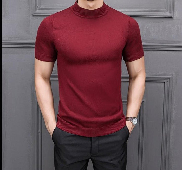Antonios Semi-High Collar Sweater - AntoniosClothing - Red