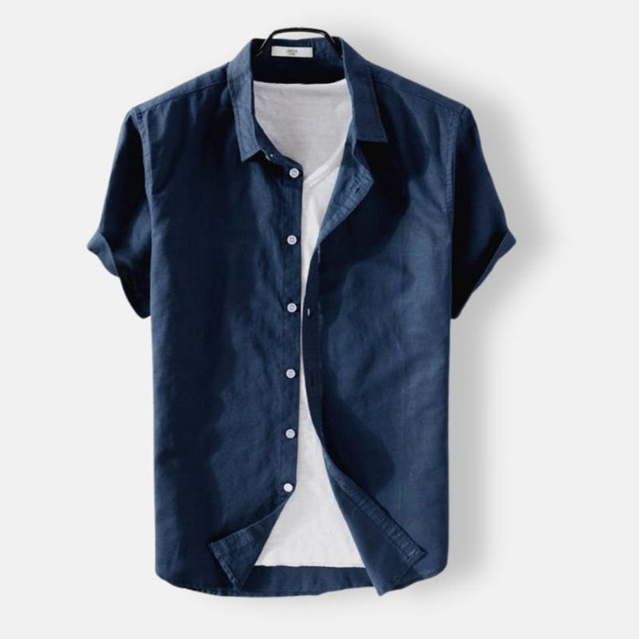 Antonios Short-sleeve Linen Shirt - AntoniosClothing - Dark blue