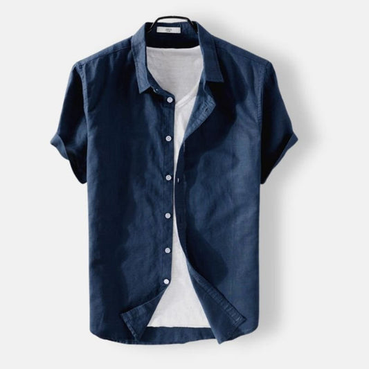 Antonios Short-sleeve Linen Shirt - AntoniosClothing - Dark blue