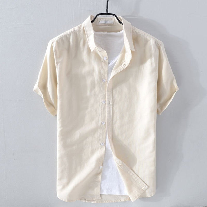 Antonios Short-sleeve Linen Shirt - AntoniosClothing - Yellow