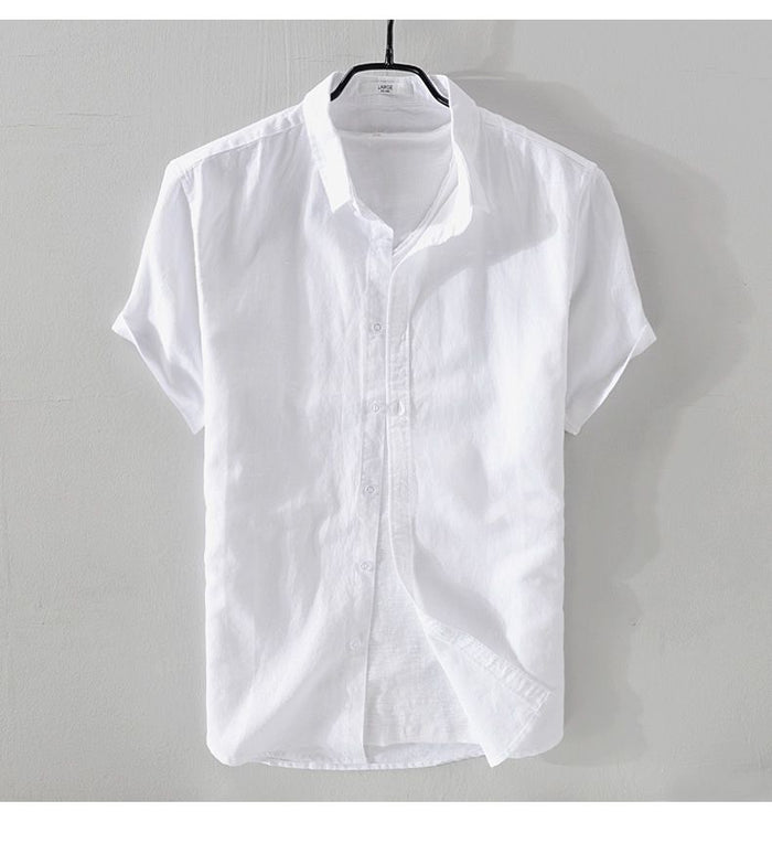 Antonios Short-sleeve Linen Shirt - AntoniosClothing - White