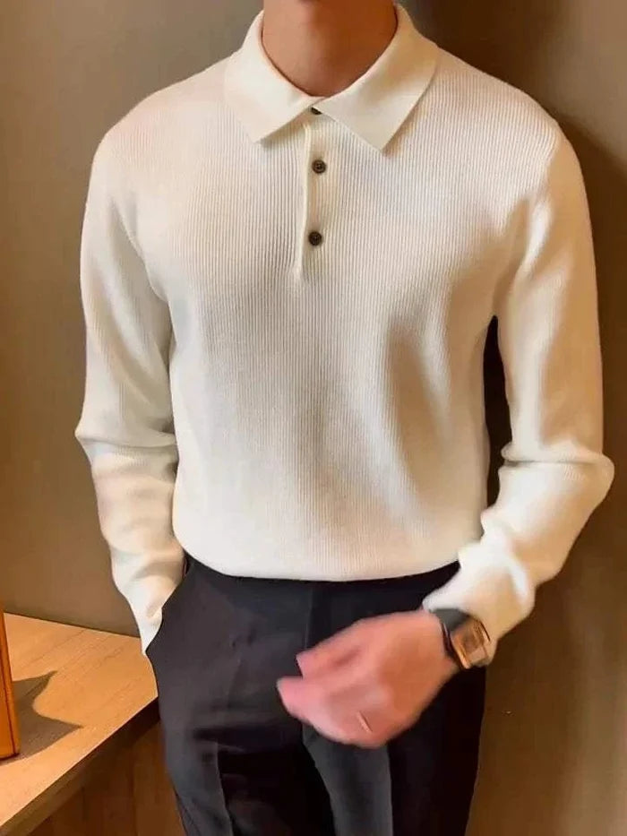 Antonios slim fit polo sweater - AntoniosClothing - White