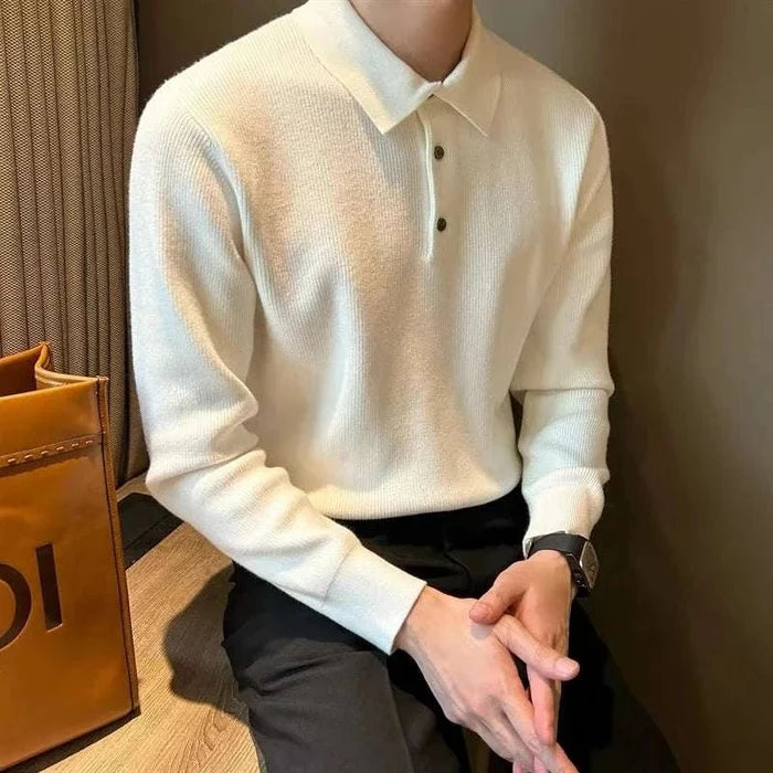Antonios slim fit polo sweater - AntoniosClothing - White