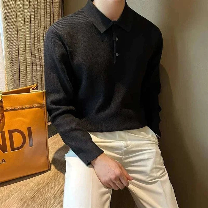 Antonios slim fit polo sweater - AntoniosClothing - White