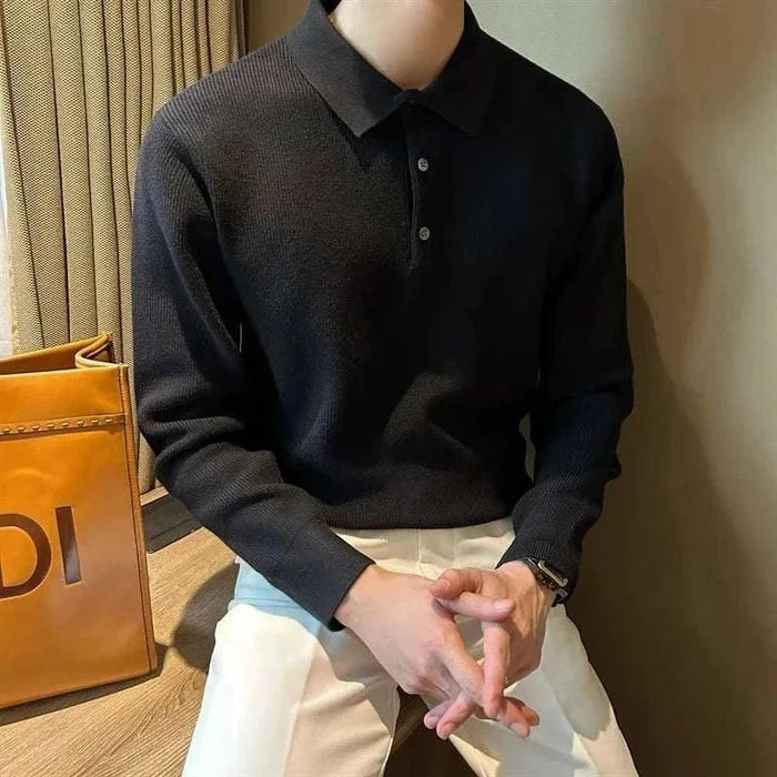 Antonios slim fit polo sweater - AntoniosClothing - Black