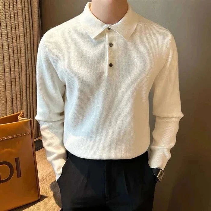 Antonios slim fit polo sweater - AntoniosClothing - White