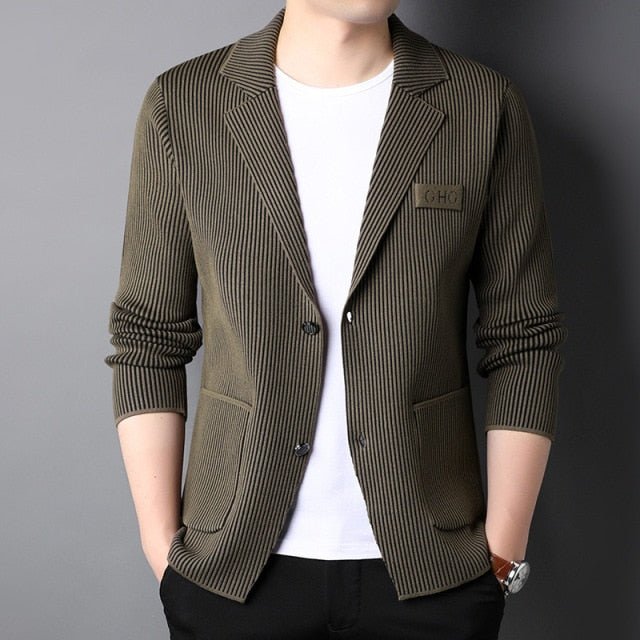 Antonios Smart Stripe Jacket - AntoniosClothing - coffee