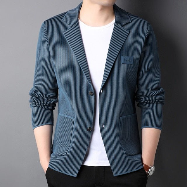 Antonios Smart Stripe Jacket - AntoniosClothing - blue