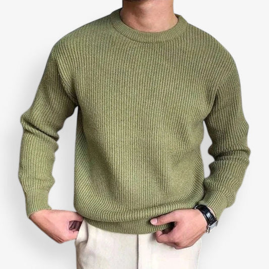 Antonios solid round neck knit sweater - AntoniosClothing - White