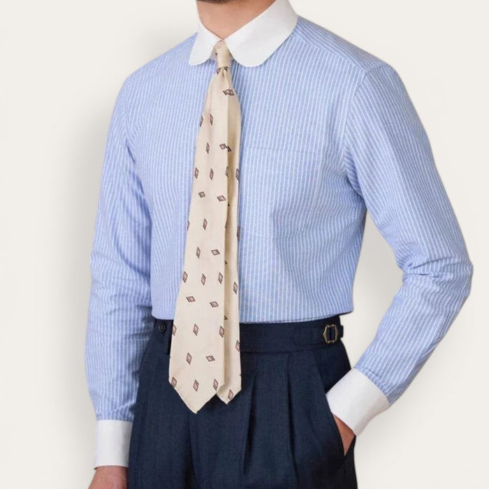 Antonios striped cotton business shirt - AntoniosClothing - blue